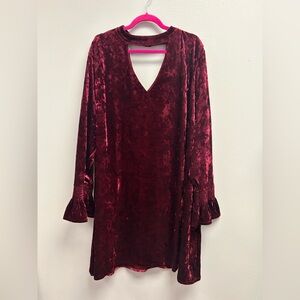 Marc Bouwer Burgundy Crushed Velvet Bell Sleeve Dress 3X 4X NWT Goth Boho 90s